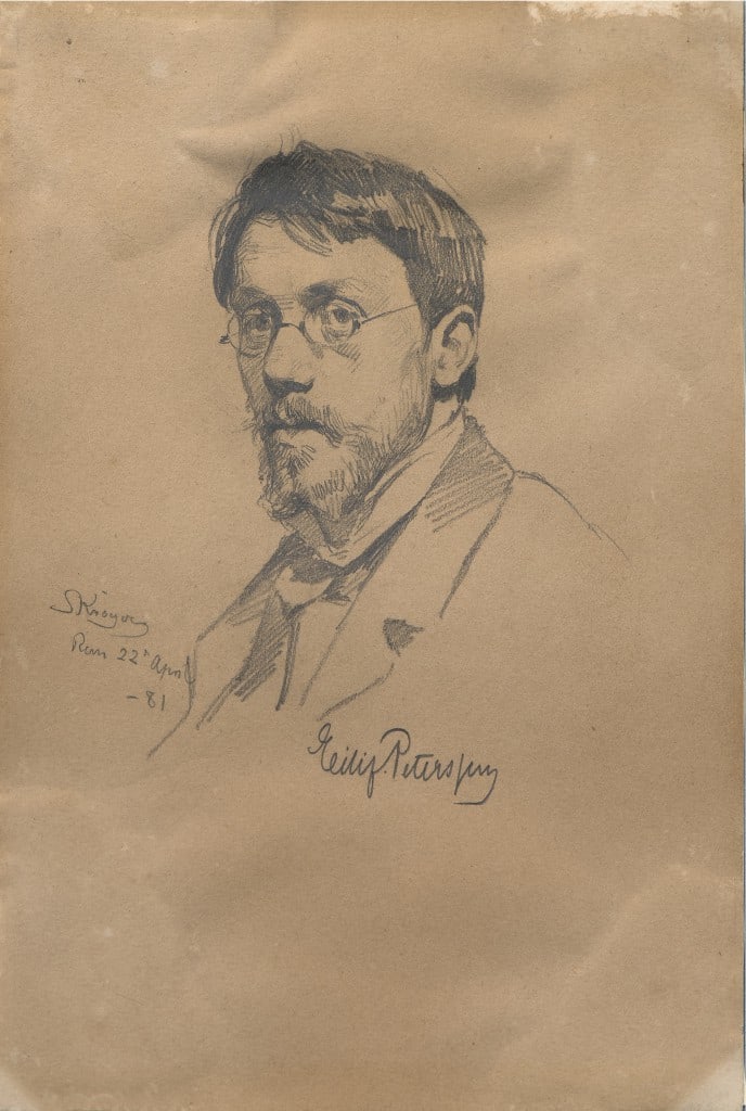 P.S.Krøyer - har tegnet vennen Eilif Peterssen. 