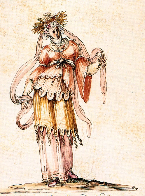 kostumetegning af Inigo Jones- the britiske masques mester - 1600 tallet. 