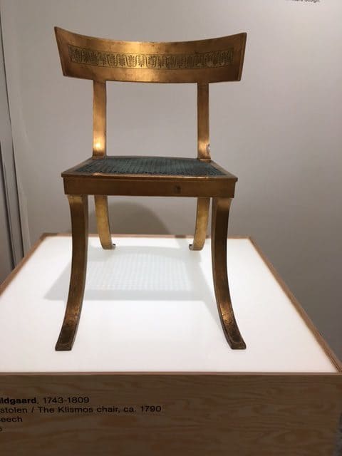 Den danske stol Designmuseum Danmark. N. Abildgaards stol fra 1790. foto: us. 
